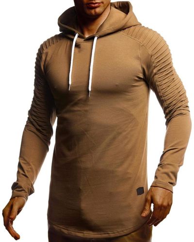 Leif Nelson Ln6369 Light Hooded Sweatshirt Size Xl - Brown