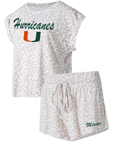 Concepts Sport Miami Hurricanes Montana T-shirt And Shorts Sleep Set - White