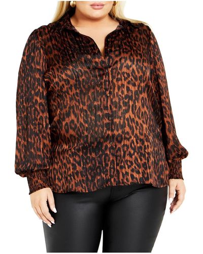 City Chic Plus Size Madelyn Shirt - Brown