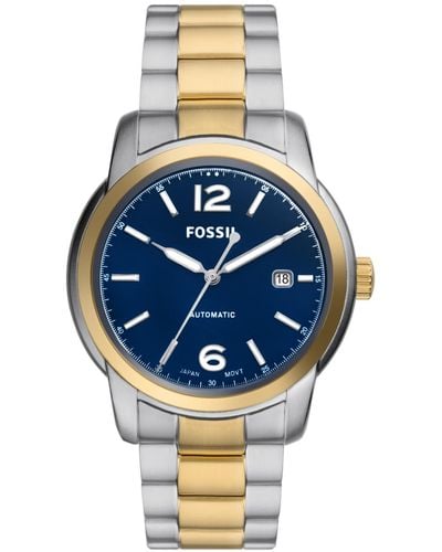 Fossil Heritage Automatic Stainless Steel Bracelet Watch 43mm - Blue
