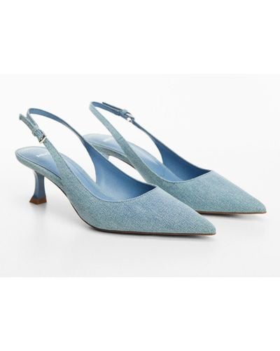 Mango High-heeled Denim Shoes - Blue