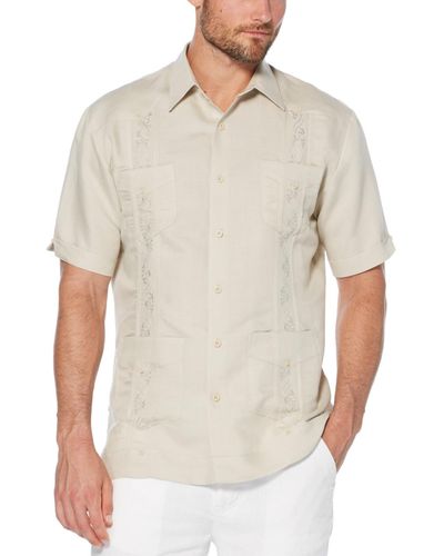 Cubavera Short-sleeve Embroidered Guayabera Shirt - Natural