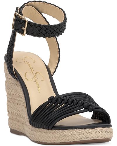 Jessica Simpson Talise Knotted Strappy Platform Wedge Sandals - Black