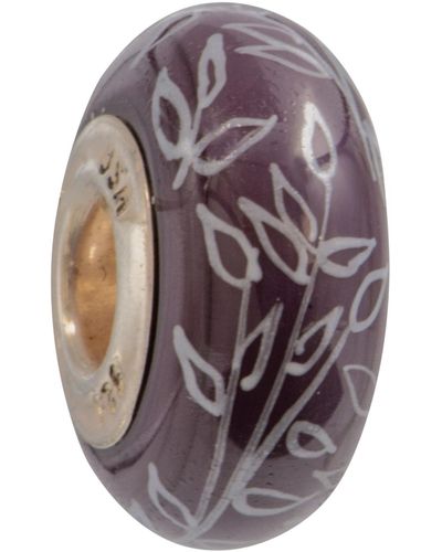 Fenton Glass Jewelry: Purple Paradise Glass Charm - Gray