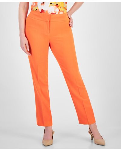 Kasper Stretch-crepe Straight-leg Pants - Orange