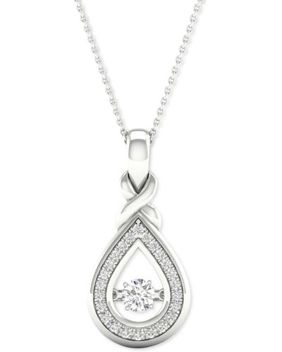 Twinkling Diamond Star Diamond Teardrop Halo 18" Pendant Necklace (1/4 Ct. T.w. - Metallic