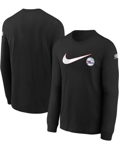Nike Big Boys And Girls Philadelphia 76ers Swoosh Long Sleeve T-shirt - Black