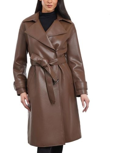 BCBGeneration Faux-leather Belted Trench Coat - Brown