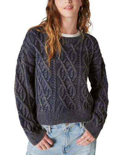 Lucky Brand Cable-knit Crewneck Sweater - Black