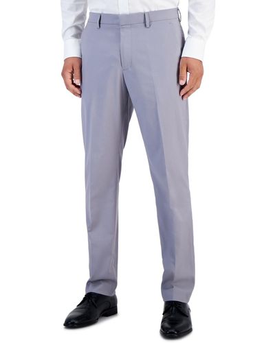 Perry Ellis Slim-fit Non-iron Performance Stretch Heathered Dress Pants - Blue