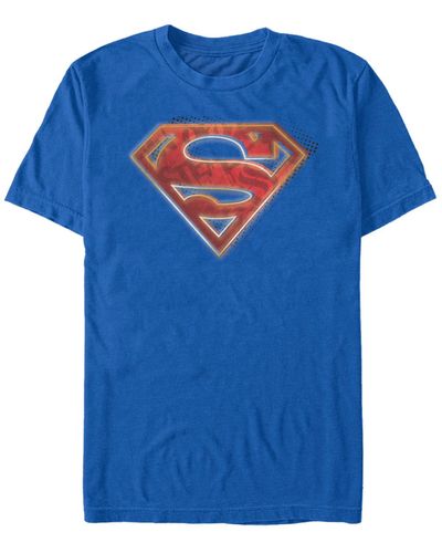 Fifth Sun Dc Superman Man Of Steel Graffiti Logo Short Sleeve T-shirt - Blue