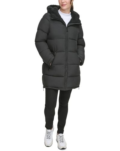 Calvin Klein Faux-fur-lined Hooded Puffer Coat - Black