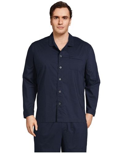 Lands' End Big & Tall Essential Pajama Shirt - Blue