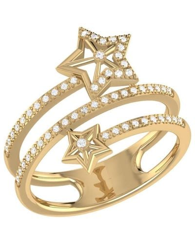 LuvMyJewelry Glowing Stars Spiral Design Sterling Silver Diamond Ring - Metallic