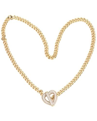 By Adina Eden Pave Heart toggle Cuban Link Necklace - Metallic