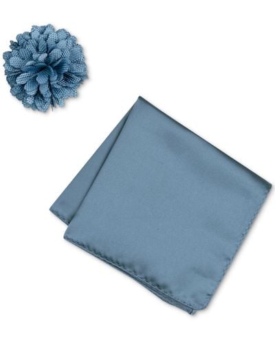 Con.struct Solid Pocket Square & Lapel Pin Set - Blue