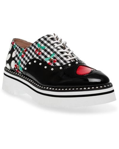 Betsey Johnson Abbott Mixed-print Oxford Sneakers - Black