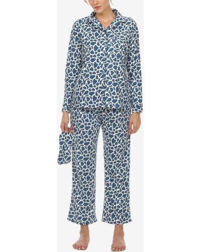 White Mark Pajama Set - Blue