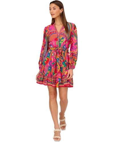Adrianna Papell Printed Shirtdress - Red