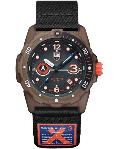 Luminox Swiss Bear Grylls Rule Of 3 Sea Series Black Rubber Strap Watch 42mm