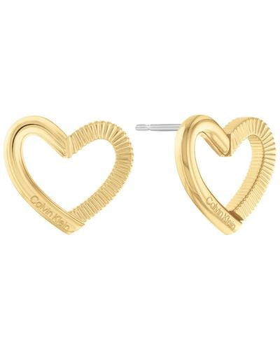 Calvin Klein Stainless Steel Heart Earrings - Metallic