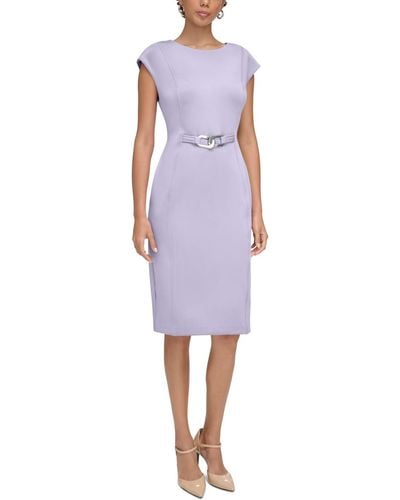 Calvin Klein Petite Short-sleeve Hardware Sheath Dress - Purple