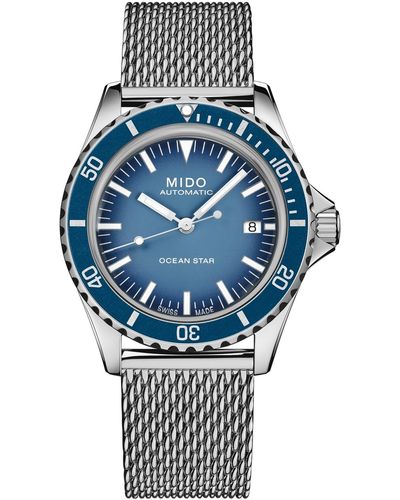 MIDO Swiss Automatic Ocean Star Tribute Stainless Steel Mesh Bracelet Watch 41mm - Blue