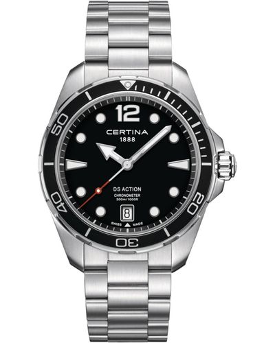 Certina Swiss Ds Action Stainless Steel Bracelet Watch 43mm - Metallic