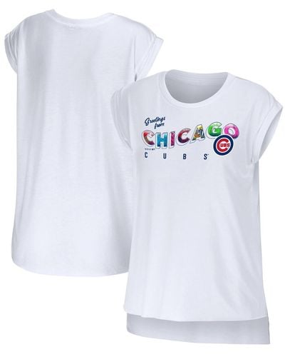 WEAR by Erin Andrews Chicago Cubs Greetings From T-shirt - Blue