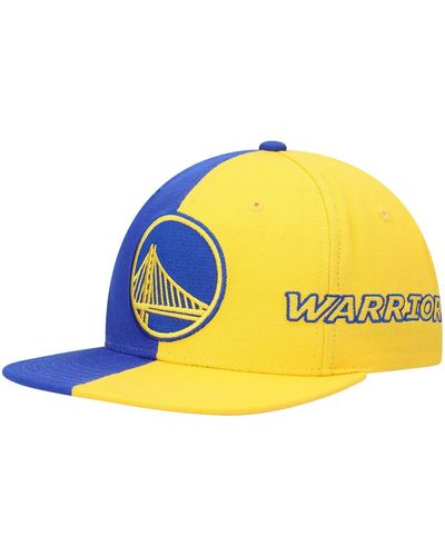 Mitchell & Ness Royal And Gold Golden State Warriors Team Half And Half Snapback Hat - Yellow