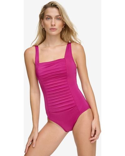 Calvin Klein Pleated One-piece Swimsuit - Purple