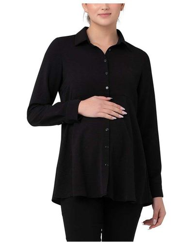 Ripe Maternity Maternity Ripe Tina Button Up Peplum Shirt - Black