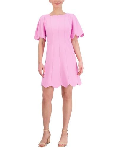 Eliza J Scallop Trim A-line Dress - Pink