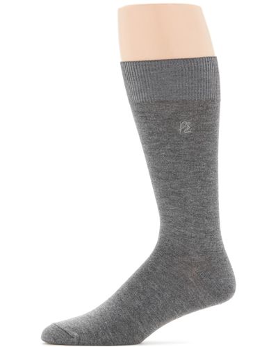 Perry Ellis Super Soft Luxury Logo Dress Socks - Gray