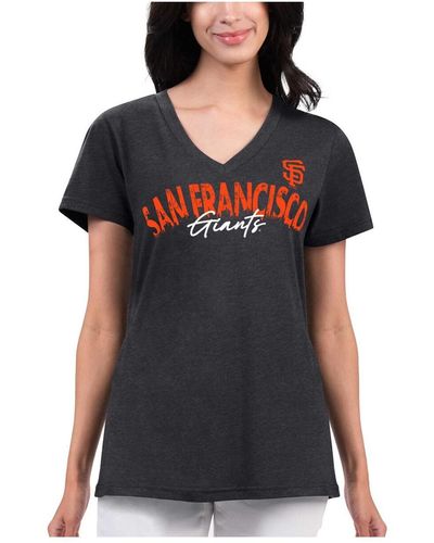 G-III 4Her by Carl Banks Distressed San Francisco Giants Key Move V-neck T-shirt - Black