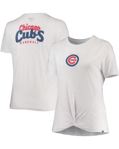 KTZ Chicago Cubs Plus Size 2-hit Front Knot T-shirt - White