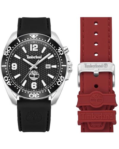Timberland Quartz Carrigan Black Silicone Watch 44mm Set - Multicolor