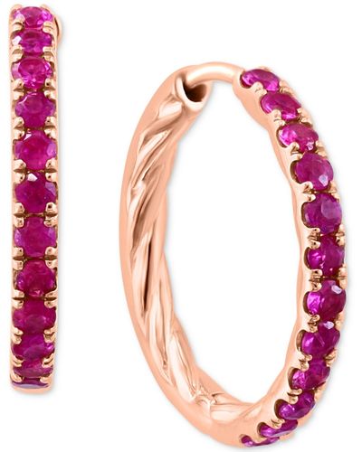 Effy Effy Sapphire Small Hoop Earrings (7/8 Ct. T.w. - Pink
