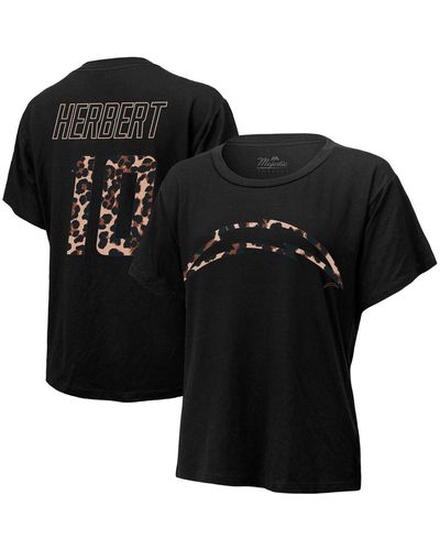 Majestic Threads Justin Herbert Los Angeles Chargers Leopard Player Name And Number Tri-blend T-shirt - Black