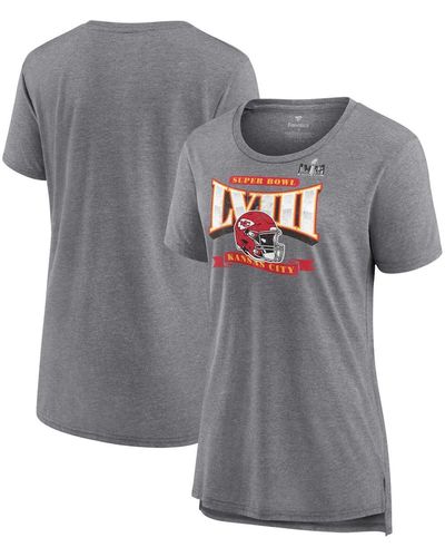 Fanatics Kansas City Chiefs Super Bowl Lviii Our Pastime Tri-blend Scoop Neck T-shirt - Gray