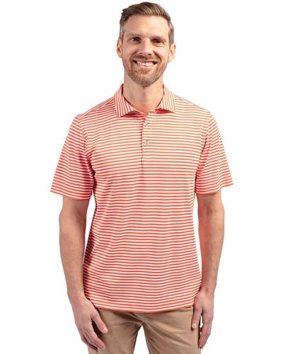 Cutter & Buck Big & Tall Virtue Eco Pique Stripe Recycled Polo Shirt - Pink