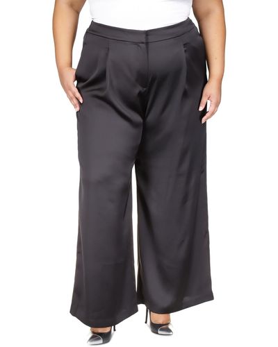 Michael Kors Michael Plus Size Satin Wide-leg Pants - Black