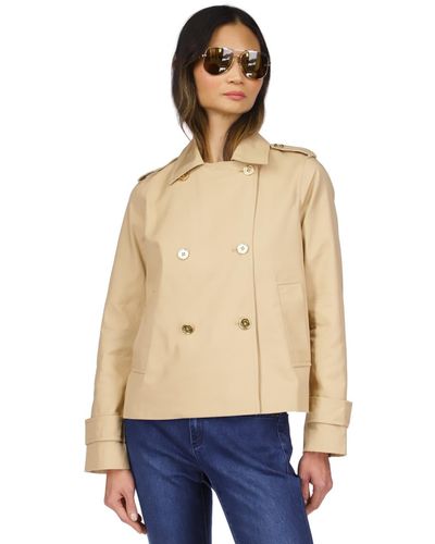 Michael Kors Michael Cotton Twill Cropped Peacoat - Natural