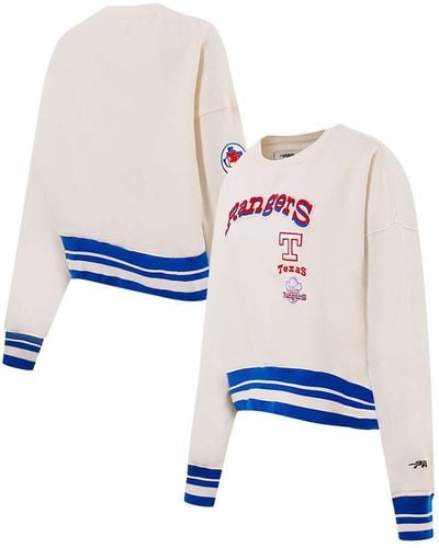 Pro Standard Distressed Texas Rangers Retro Classic Fleece Pullover Sweatshirt - White