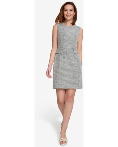 Calvin Klein Tweed Sleeveless Sheath Dress - Gray