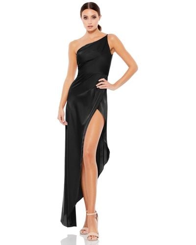 Mac Duggal Ieena Asymmetrical One Shoulder Gown - Black