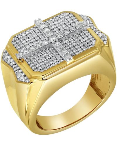 LuvMyJewelry Iced Oriel Natural Certified Diamond 1.02 Cttw Round Cut 14k Gold Statement Ring - Metallic