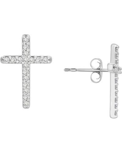 Wrapped in Love Diamond Cross Stud Earrings (1/10 Ct. T.w. - Metallic