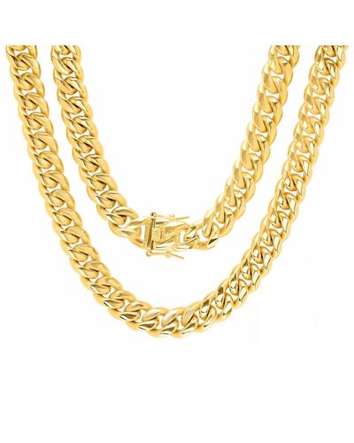 Steeltime 18k Plated Stainless Steel 24" Miami Cuban Link Chain - Metallic