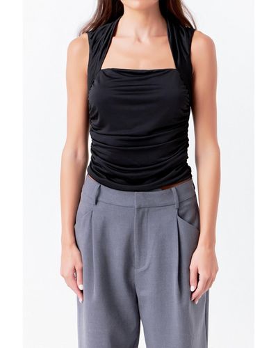 Endless Rose Draped Ruched Top - Black